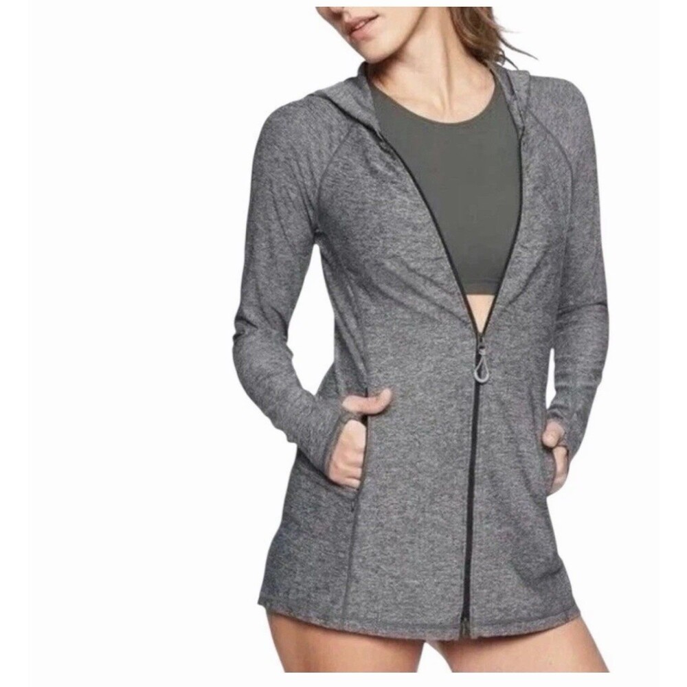 Athleta Vitamin Sea Jacket Sz S Heather Gray Full Zip Hoodie Active 229044